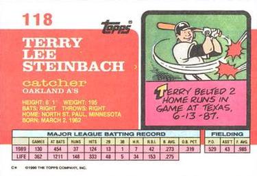 1990 Topps Big #118 Terry Steinbach Back