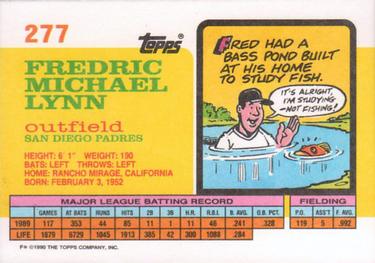 1990 Topps Big #277 Fred Lynn Back