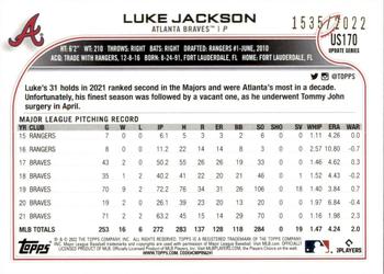 2022 Topps Update - Gold #US170 Luke Jackson Back