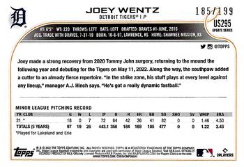 2022 Topps Update - Red Foil #US295 Joey Wentz Back