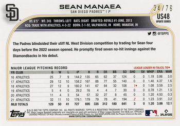 2022 Topps Update - Independence Day #US48 Sean Manaea Back