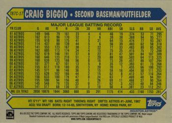 2022 Topps Update - 1987 Topps Baseball 35th Anniversary Chrome Silver Pack #T87C-17 Craig Biggio Back