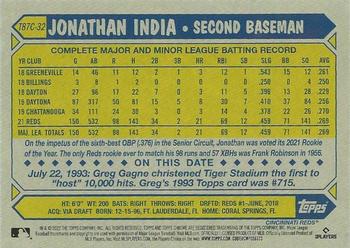2022 Topps Update - 1987 Topps Baseball 35th Anniversary Chrome Silver Pack #T87C-32 Jonathan India Back
