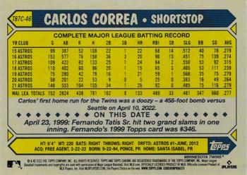 2022 Topps Update - 1987 Topps Baseball 35th Anniversary Chrome Silver Pack #T87C-46 Carlos Correa Back