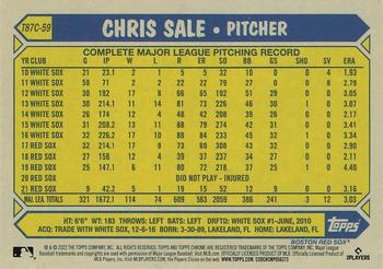 2022 Topps Update - 1987 Topps Baseball 35th Anniversary Chrome Silver Pack #T87C-59 Chris Sale Back