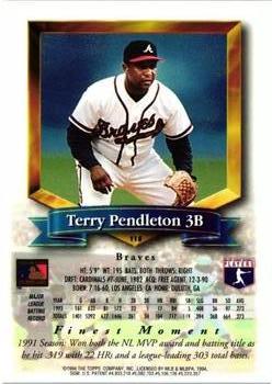 1994 Finest - Refractors #118 Terry Pendleton Back