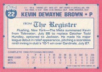 1991 Topps Major League Debut 1990 #22 Kevin Brown Back