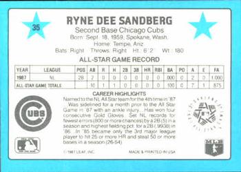1988 Donruss All-Stars #35 Ryne Sandberg Back