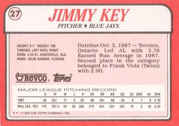 1988 Topps Revco League Leaders #27 Jimmy Key Back