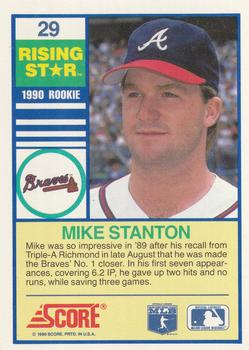 1990 Score Rising Stars #29 Mike Stanton Back