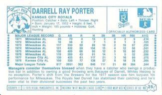 1979 Kellogg's 3-D Super Stars #25 Darrell Porter Back