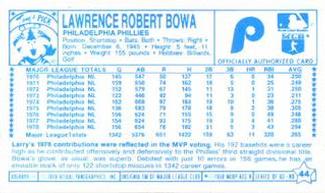 1979 Kellogg's 3-D Super Stars #44 Larry Bowa Back