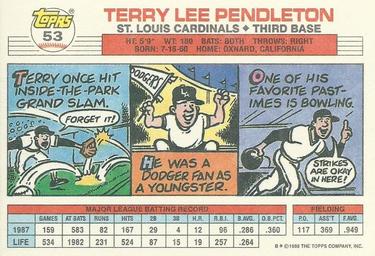 1988 Topps Big #53 Terry Pendleton Back
