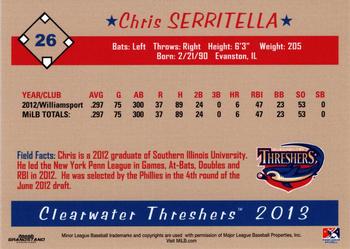 2013 Grandstand Clearwater Threshers #NNO Chris Serritella Back