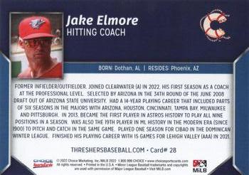 2022 Choice Clearwater Threshers #28 Jake Elmore Back