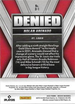 2022 Panini Mosaic - Denied #D-1 Nolan Arenado Back