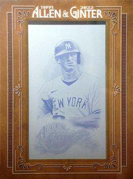 2022 Topps Allen & Ginter - Mini Framed Printing Plate Yellow #164 DJ LeMahieu Front