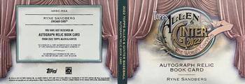 2022 Topps Allen & Ginter - Autograph Relic Book #ARBC-RSA Ryne Sandberg Back