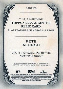 2022 Topps Allen & Ginter - Full-Size Relics B Design #AGRB-PA Pete Alonso Back