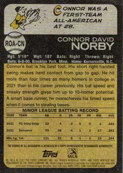 2022 Topps Heritage Minor League - Real One Autographs #ROA-CN Connor Norby Back