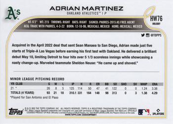 2022 Topps Holiday #HW76 Adrian Martinez Back