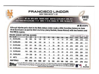 2022 Topps Holiday #HW90 Francisco Lindor Back