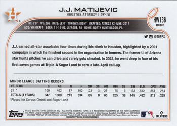 2022 Topps Holiday #HW136 J.J. Matijevic Back