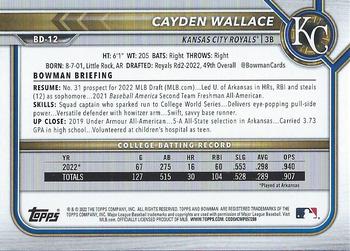 2022 Bowman Draft #BD-12 Cayden Wallace Back