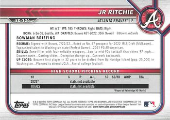 2022 Bowman Draft #BD-126 JR Ritchie Back