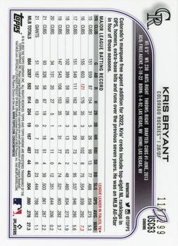 2022 Topps Chrome Update - Refractor #USC63 Kris Bryant Back