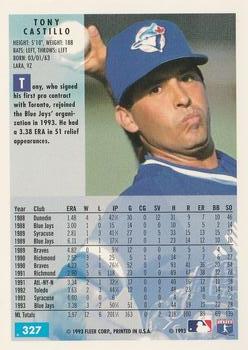 1994 Fleer #327 Tony Castillo Back