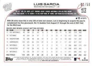 2022 Topps Chrome Sapphire Edition - Gold #472 Luis Garcia Back