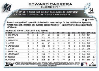 2022 Topps UK Edition #94 Edward Cabrera Back