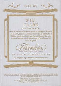 2022 Panini Flawless - Shadow Signatures Gold #SS-WC Will Clark Back