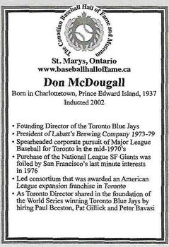 2002-23 Canadian Baseball Hall of Fame #NNO Don McDougall Back
