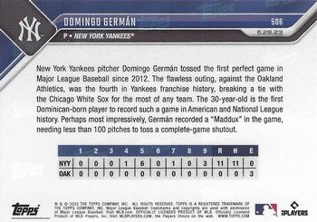 2023 Topps Now #506 Domingo Germán Back