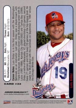 2011 Choice Auburn Doubledays #33 Luis Ordaz Back