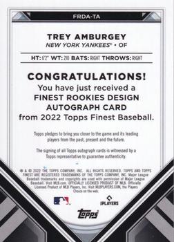 2022 Finest - Finest Rookies Design Variation Autographs #FRDA-TA Trey Amburgey Back