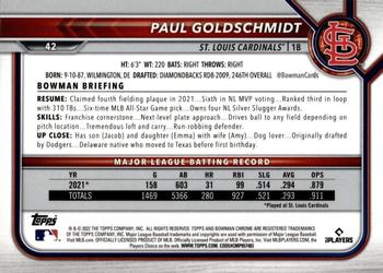 2022 Bowman Chrome Sapphire Edition #42 Paul Goldschmidt Back