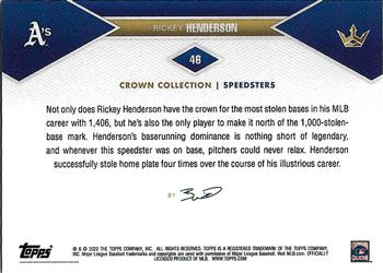 2022 Topps x Bobby Witt Jr. Crown Collection #46 Rickey Henderson Back