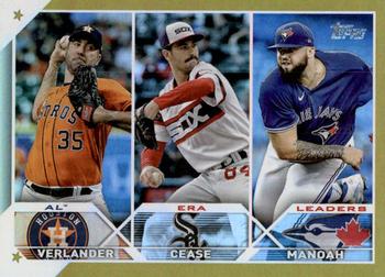 2023 Topps - Gold Foil #311 AL ERA Leaders (Justin Verlander / Dylan Cease / Alek Manoah) Front