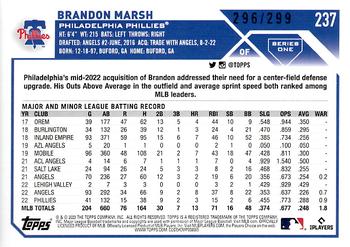 2023 Topps - Orange Foil #237 Brandon Marsh Back