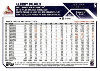 2023 Topps - Vintage Stock #5 Albert Pujols Back