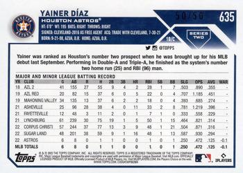 2023 Topps - Mother's Day Hot Pink #635 Yainer Díaz Back