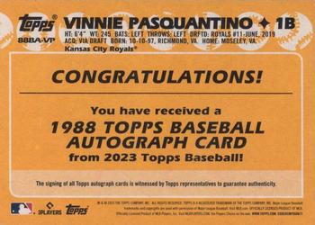 2023 Topps - 1988 Topps Baseball 35th Anniversary Autographs (Series One) #88BA-VP Vinnie Pasquantino Back