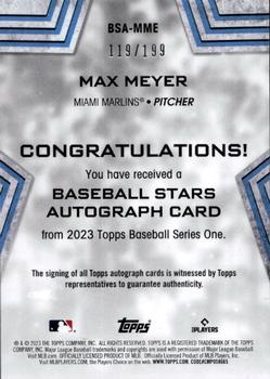 2023 Topps - Baseball Stars Autographs Black (Series One) #BSA-MME Max Meyer Back