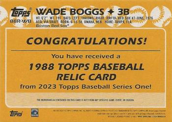 2023 Topps - 1988 Topps Baseball 35th Anniversary Relics (Series One) #88R-WB Wade Boggs Back