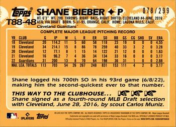 2023 Topps - 1988 Topps Baseball 35th Anniversary Black (Series One) #T88-48 Shane Bieber Back