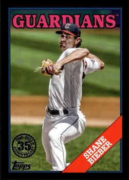 2023 Topps - 1988 Topps Baseball 35th Anniversary Black (Series One) #T88-48 Shane Bieber Front