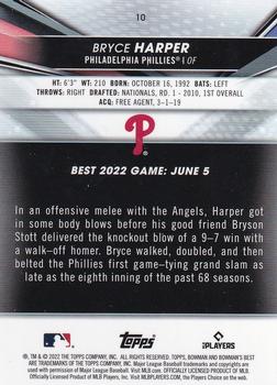 2022 Bowman's Best #10 Bryce Harper Back